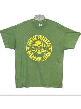 Zombie Outbreak Response Team Men's XL T-Shirt Green Graphic Horror Tee ZORT